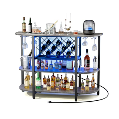 LED Sliding Wine Bar Cabinet – Metal Frame, Home Bar Storage – view 2