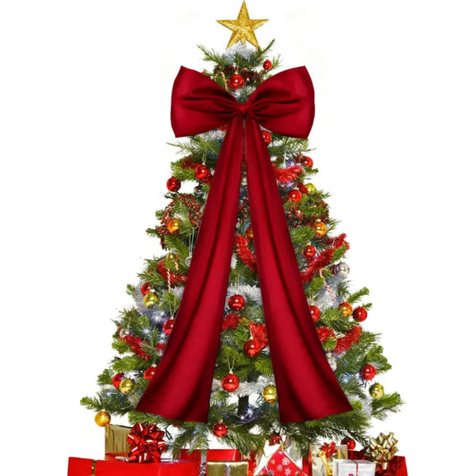 Large Wine Red Satin Christmas Tree Topper Bow