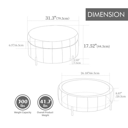 Round Storage Ottoman with Reversible Lid, White-Black – alternate view 3