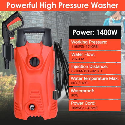 1740 PSI Electric Pressure Washer – Adjustable Nozzle