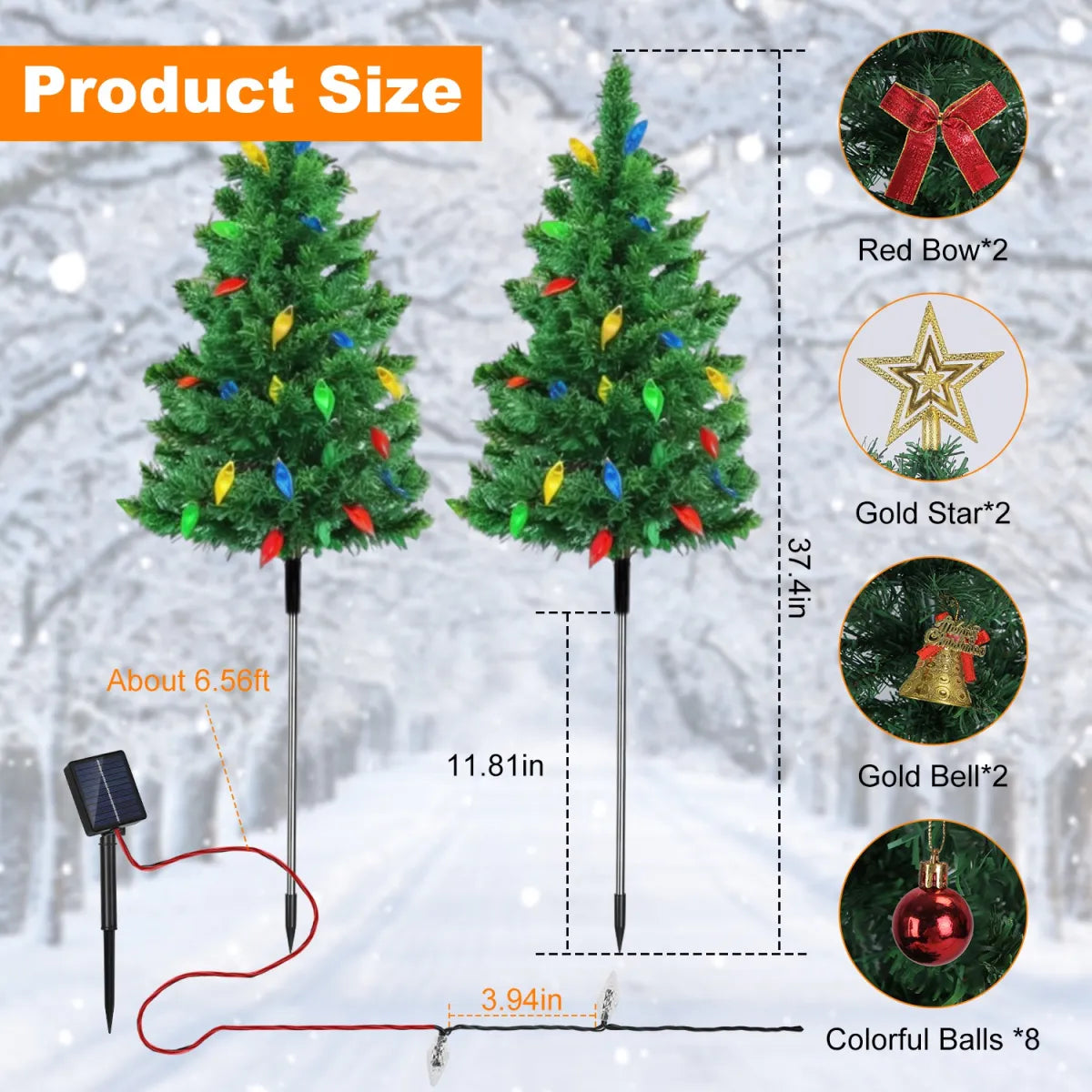 2 Pack Solar Christmas Trees, Outdoor Pathway Lights