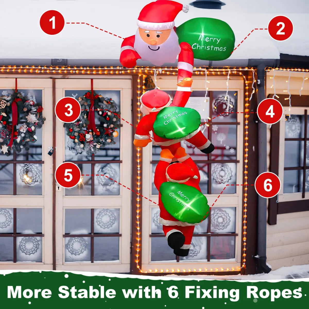 Climbing Inflatable Santa Claus with Lights, 8 Ft Outdoor Christmas Blow-Up Decoration