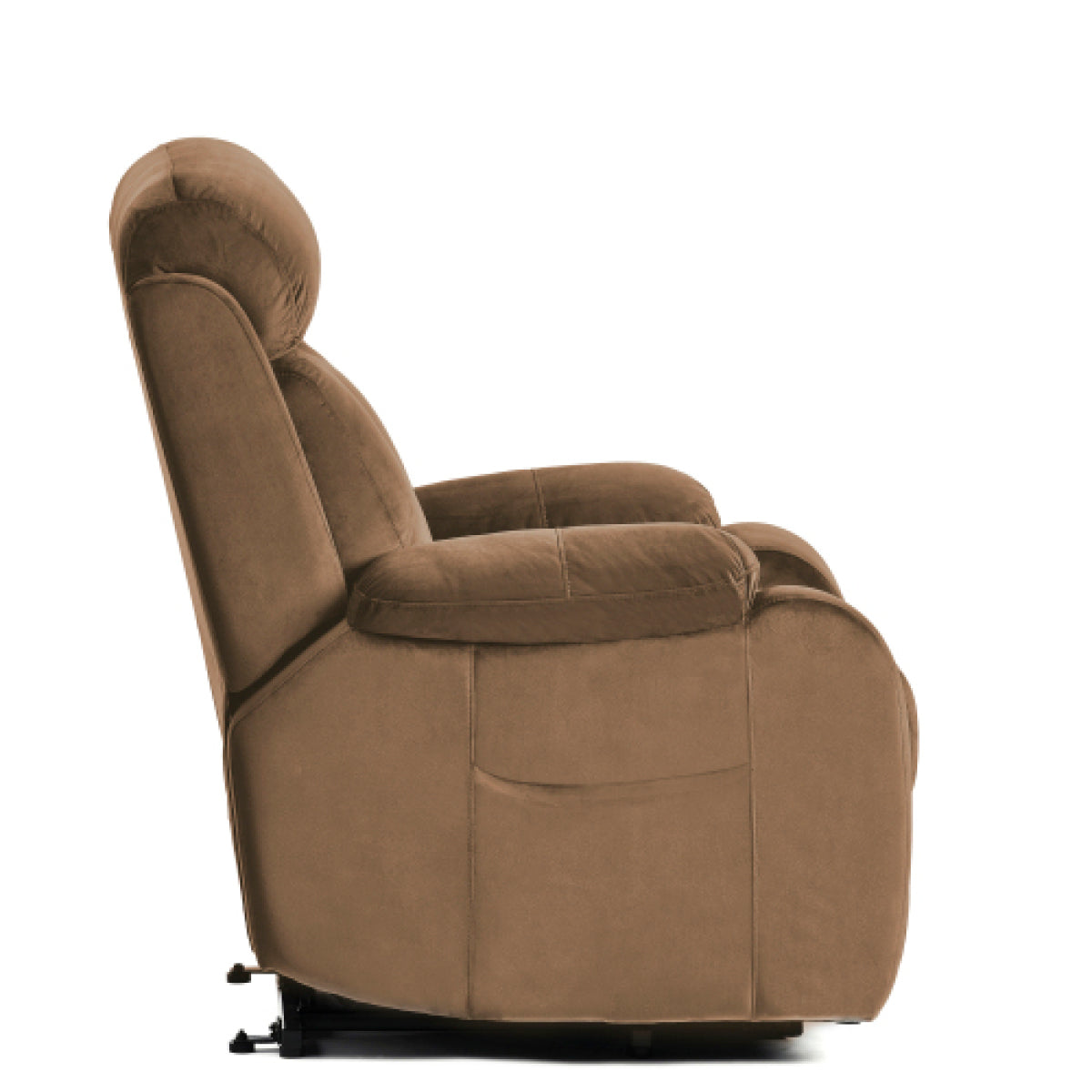 Power Lift Recliner Chair – Velvet Fabric with Wood & Steel Frame, Brown Living Room for Elderly – view 8