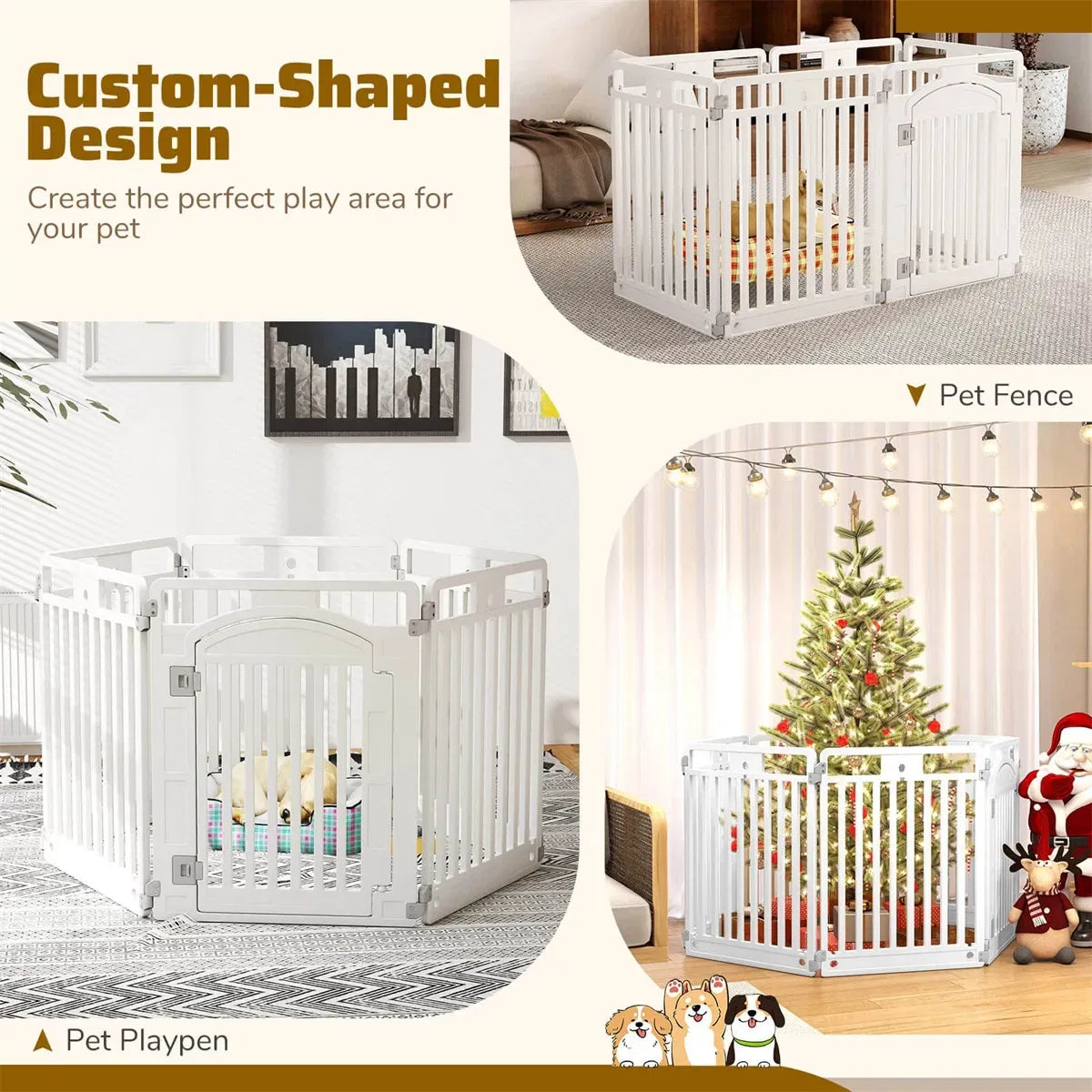 6-Panel HDPE Dog Playpen – Convertible Fence with Lockable Door