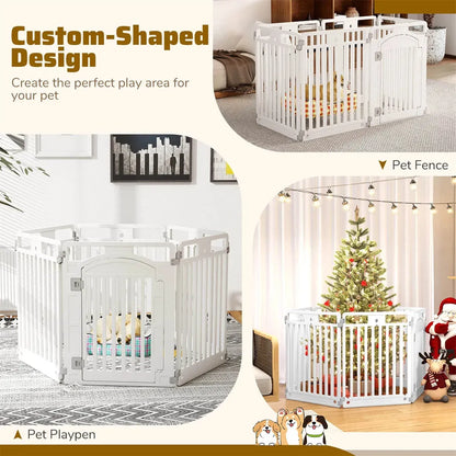 6-Panel HDPE Dog Playpen – Convertible Fence with Lockable Door