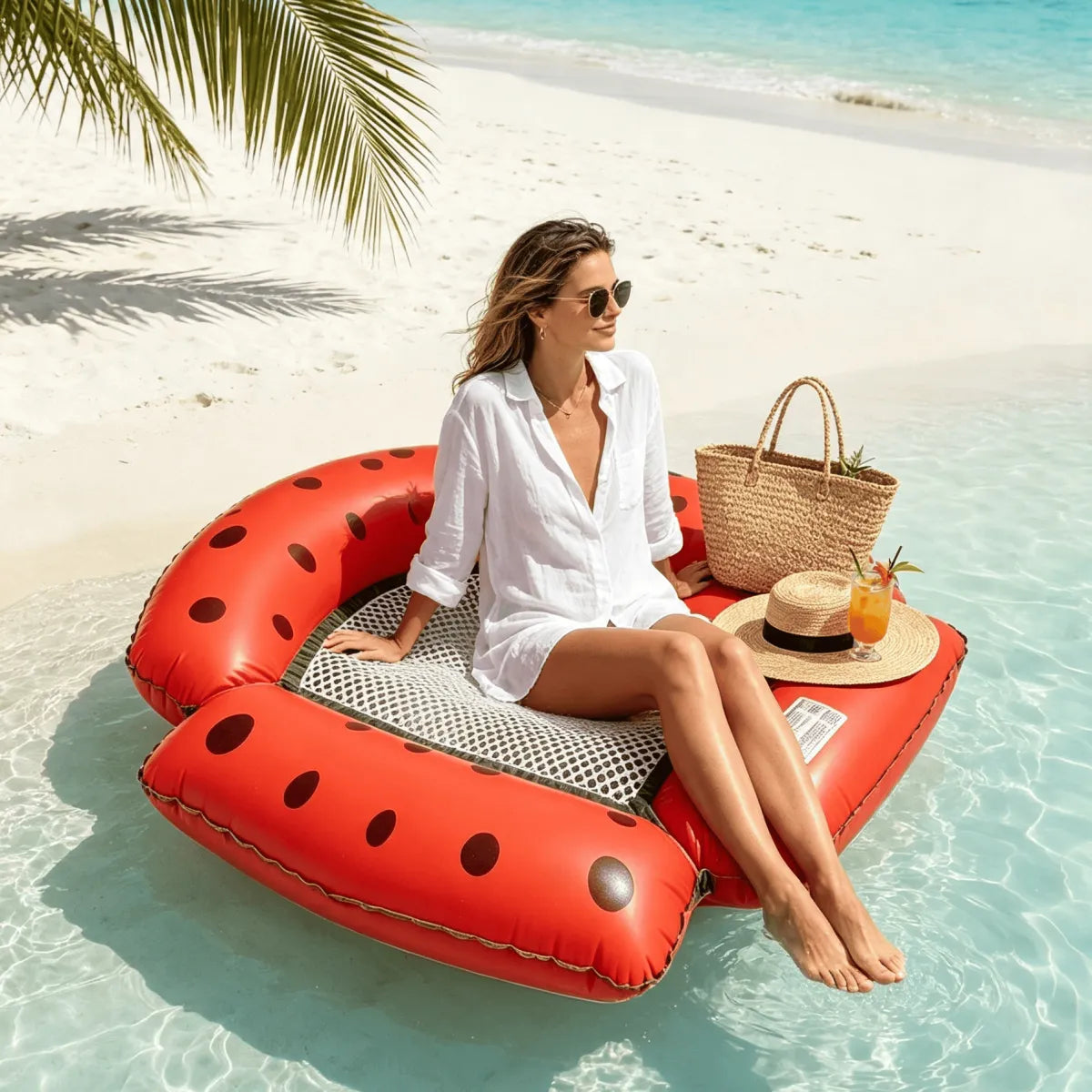 Inflatable Mesh Pool Float Chair – Lime Slice Water Lounger