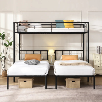 Twin Over Twin Over Twin Triple Bunk Bed with Ladder & Safety Rail – view 3