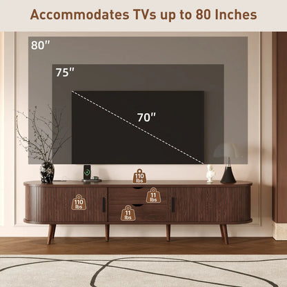 70" Mid-Century Modern TV Stand with Tambour Doors – view 6