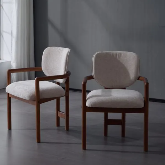 King Louis-Style Upholstered Dining Chairs (Set of 2) – Rubber Wood & Beige Fabric, 300 lb Capacity