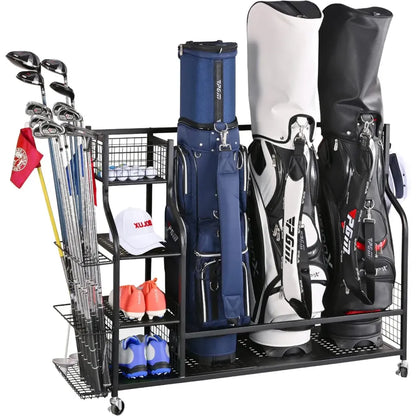 Extra Large Golf Bag Storage Rack for Garage, Holds 4 Golf Bags and Accessories