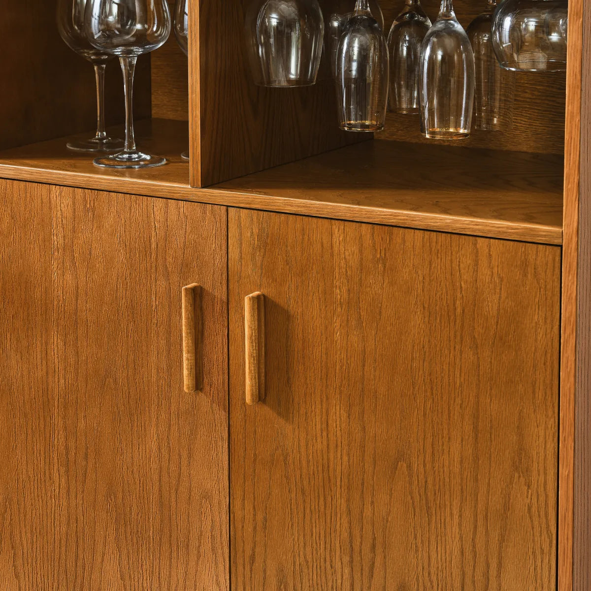 31.5" Rustic Liquor Cabinet with Wine Rack & Glass Holder – view 5