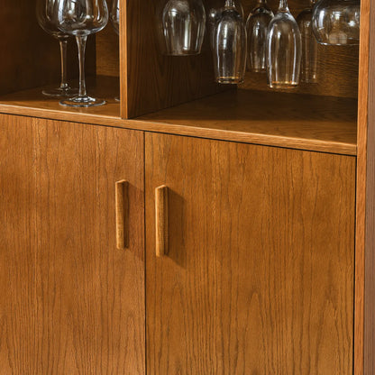 31.5" Rustic Liquor Cabinet with Wine Rack & Glass Holder – view 5